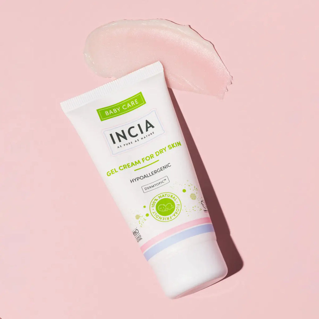 INCIA Nourishing and Moisturizing Gel for Dry Skin - mood photo on pink background