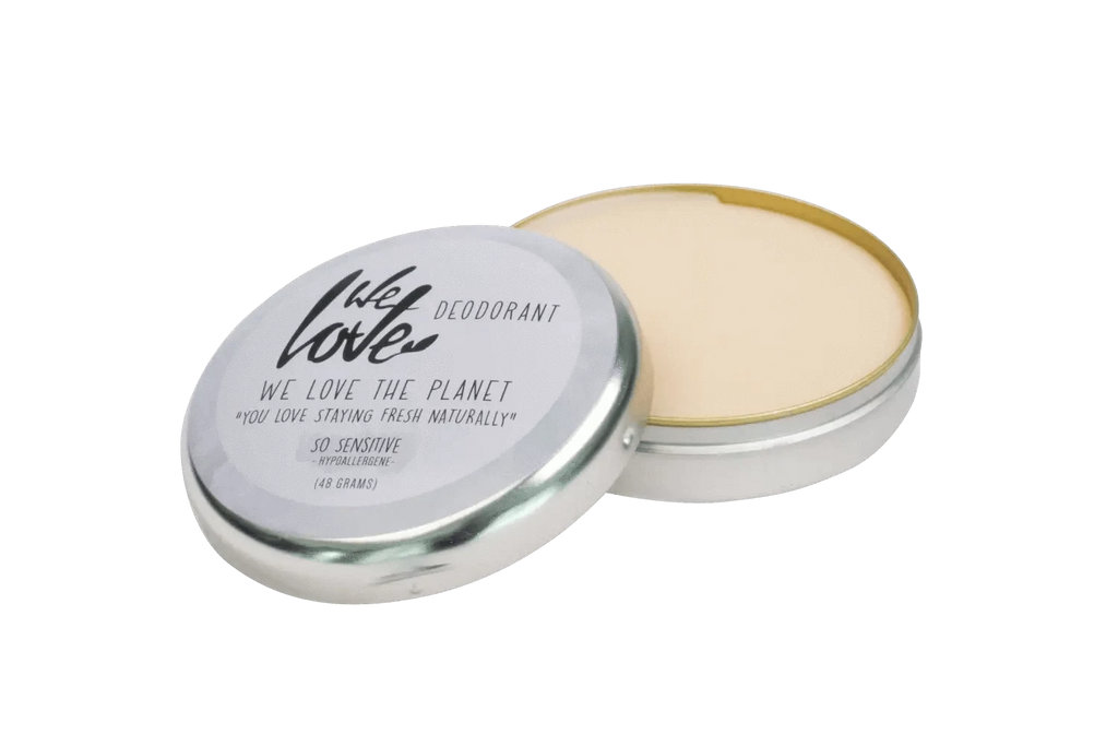 We Love the Planet Natural Deodorant Tin for Sensitive Skin - So Sensitive 48g open