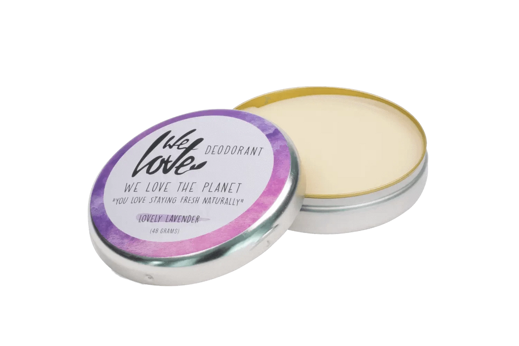 We Love the Planet Natural Deodorant Tin - Lovely Lavender 48g open
