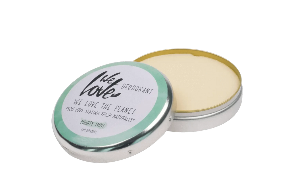 We Love the Planet Natural Deodorant Tin - Mighty Mint  - Unisex 48g open